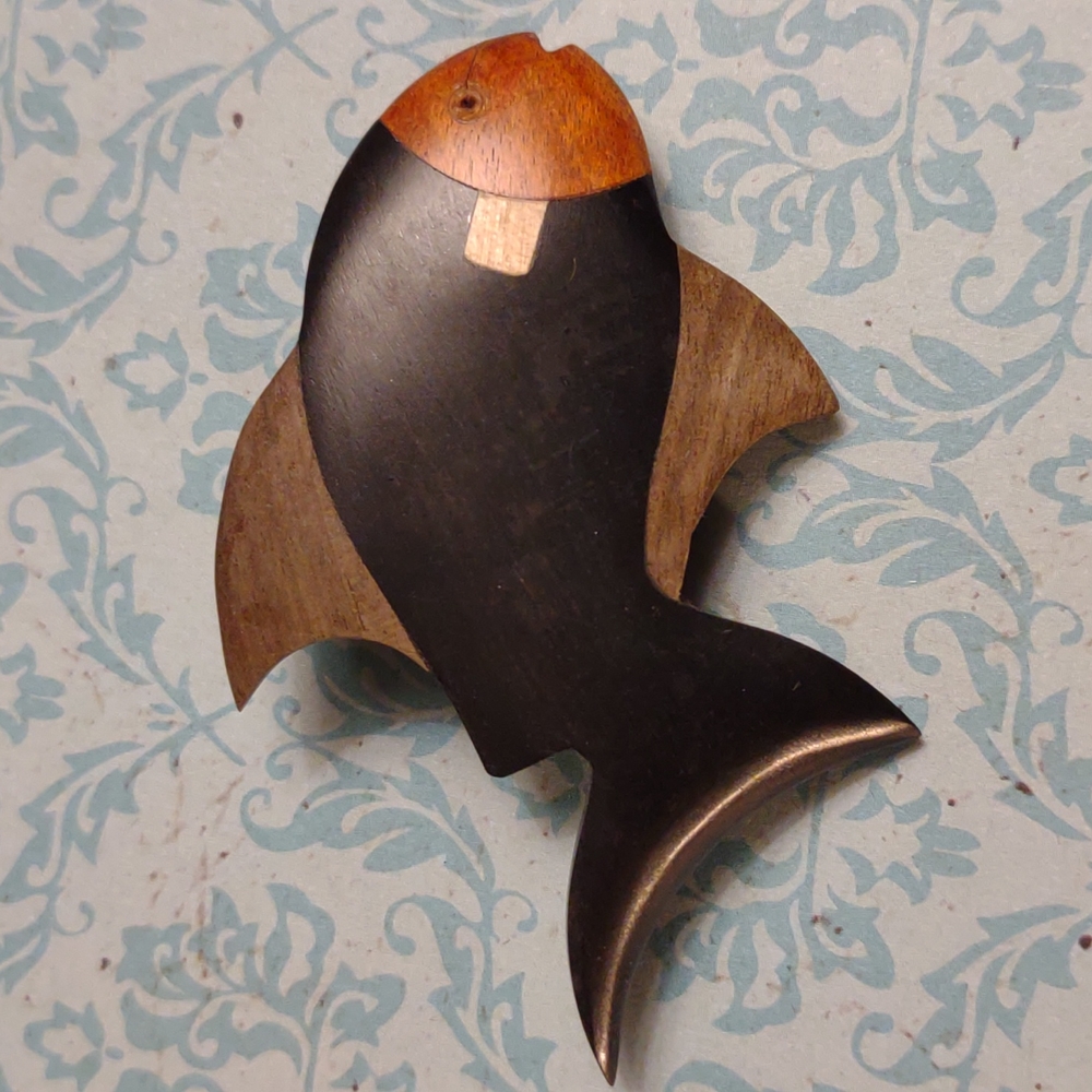 Wooden Fish Brooch